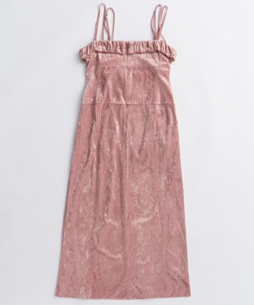 MAISON SPECIAL(メゾンスペシャル)の「Scrunchie Velour Camisole Dress/シュシュベロアキャミワンピース(ワンピース・レディース・ピンク/ブラック・36/38)」の15枚目の写真