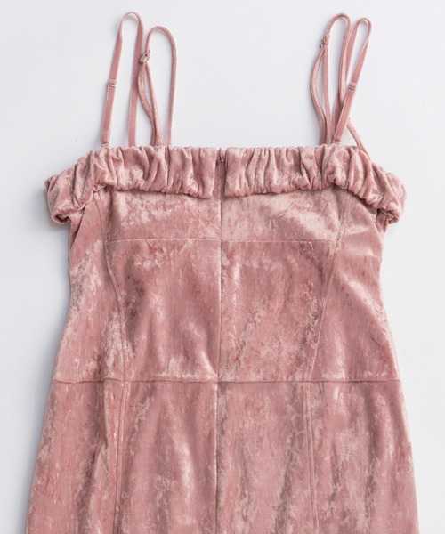 MAISON SPECIAL(メゾンスペシャル)の「Scrunchie Velour Camisole Dress/シュシュベロアキャミワンピース(ワンピース・レディース・ピンク/ブラック・36/38)」の16枚目の写真