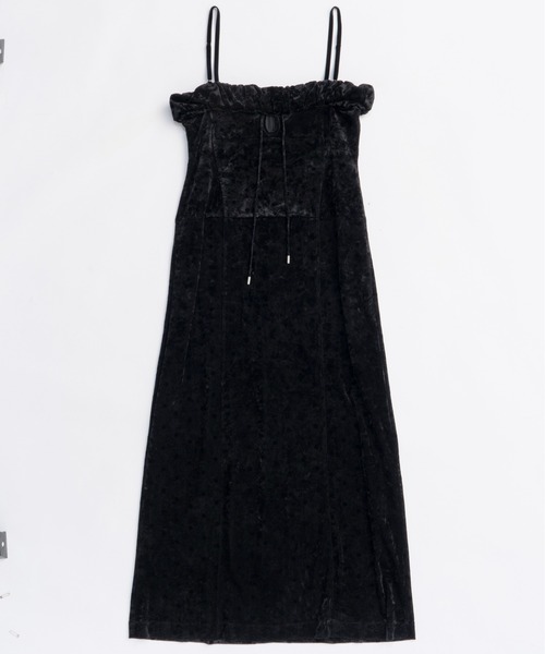 MAISON SPECIAL(メゾンスペシャル)の「Scrunchie Velour Camisole Dress/シュシュベロアキャミワンピース(ワンピース・レディース・ピンク/ブラック・36/38)」の9枚目の写真