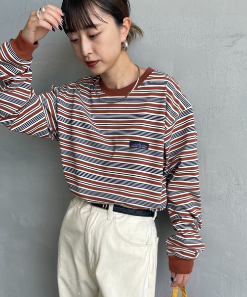 THOUSAND MILE（サウザンドマイル）の「[THOUSAND MILE/サウザンドマイル] ワンポイント刺繍ロゴ ロングスリーブTシャツ（Tシャツ/カットソー・レディース・ブラック/グレー/ホワイト/ブラウン/グリーン・S）」の4枚目の写真