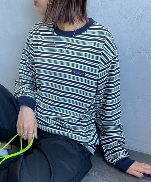 THOUSAND MILE（サウザンドマイル）の「[THOUSAND MILE/サウザンドマイル] ワンポイント刺繍ロゴ ロングスリーブTシャツ（Tシャツ/カットソー・レディース・ブラック/グレー/ホワイト/ブラウン/グリーン・S）」の5枚目の写真