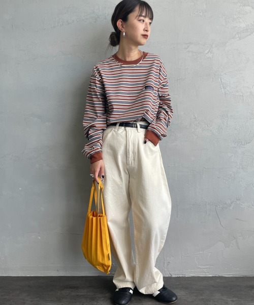 THOUSAND MILE（サウザンドマイル）の「[THOUSAND MILE/サウザンドマイル] ワンポイント刺繍ロゴ ロングスリーブTシャツ（Tシャツ/カットソー・レディース・ブラック/グレー/ホワイト/ブラウン/グリーン・S）」の9枚目の写真