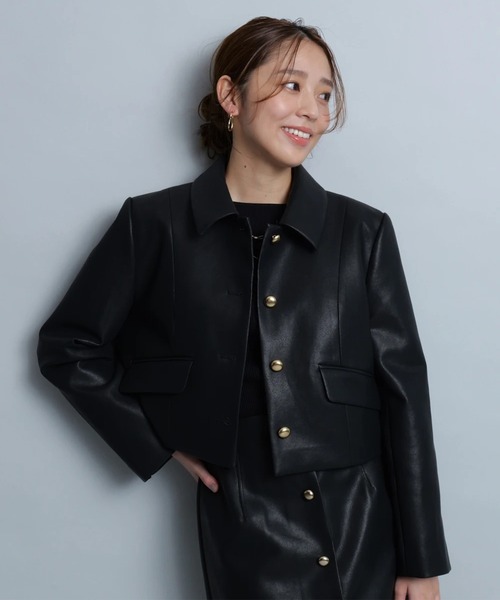 JUSGLITTY ジャスグリッティー　Ｖジャケット ノーカラージャケット クロップドジャケット（その他アウター）｜JUSGLITTY（ジャス
