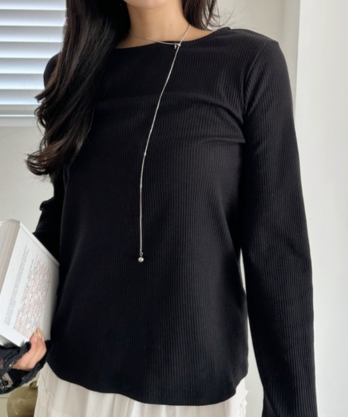 CLOTHY（クロシィ）の「【手元に咲く、レースの魔法】テレコ長袖レース使いトップス 秋服（Tシャツ/カットソー・レディース・モカ/ブラック/ブラウン/その他/アイボリー・MEDIUM/LARGE）」の21枚目の写真