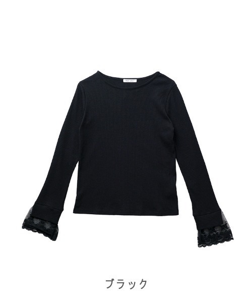 CLOTHY（クロシィ）の「【手元に咲く、レースの魔法】テレコ長袖レース使いトップス 秋服（Tシャツ/カットソー・レディース・モカ/ブラック/ブラウン/その他/アイボリー・MEDIUM/LARGE）」の9枚目の写真