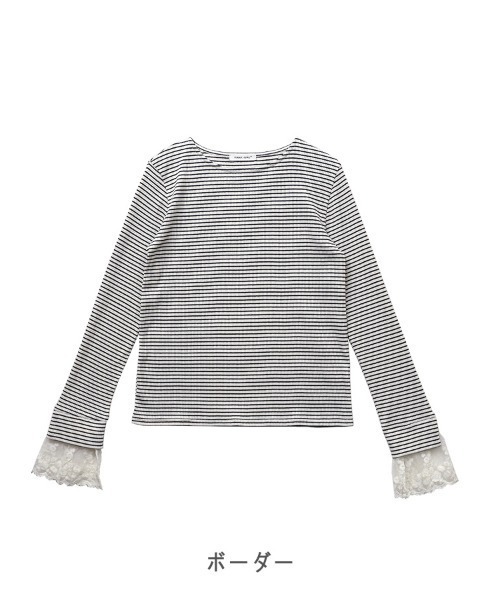CLOTHY（クロシィ）の「【手元に咲く、レースの魔法】テレコ長袖レース使いトップス 秋服（Tシャツ/カットソー・レディース・モカ/ブラック/ブラウン/その他/アイボリー・MEDIUM/LARGE）」の13枚目の写真