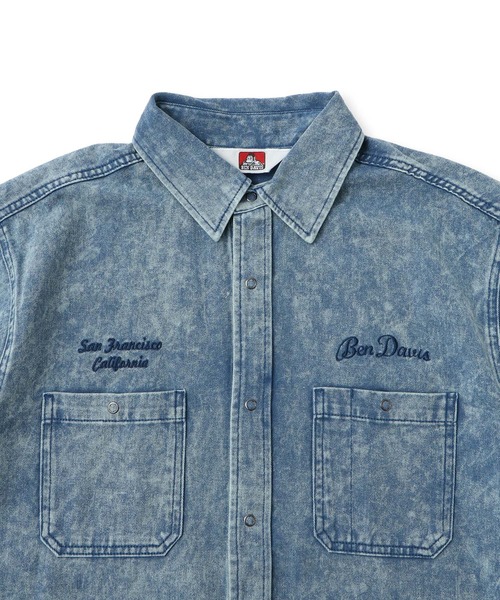 BEN DAVIS(ベンデイビス)の「【BENDAVIS別注】デニムライクシャツ(シャツ/ブラウス・メンズ・サックスブルー/グレー・L/LL/M)」の4枚目の写真