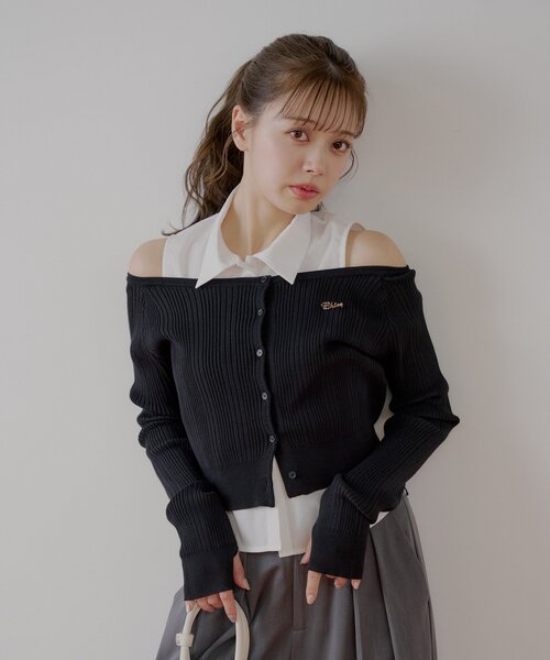 Chico（チコ）の「シャツレイヤード2way カーディガン（カーディガン/ボレロ・レディース・ベージュ/ブラック/ブラウン/グレー・FREE）」の7枚目の写真
