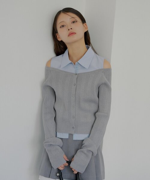 Chico（チコ）の「シャツレイヤード2way カーディガン（カーディガン/ボレロ・レディース・ベージュ/ブラック/ブラウン/グレー・FREE）」の18枚目の写真