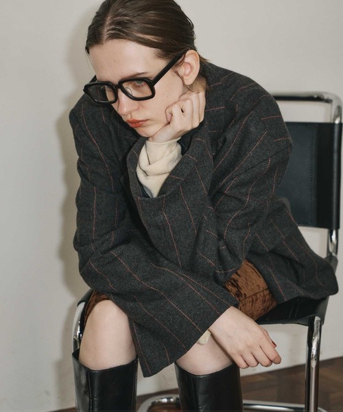 room153（ルームイチゴサン）の「テーラードオーバージャケットコート（テーラードジャケット・レディース・チャコールグレー/ベージュ/グリーン・FREE）」の4枚目の写真