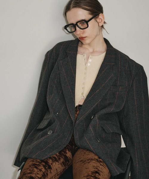 room153（ルームイチゴサン）の「テーラードオーバージャケットコート（テーラードジャケット・レディース・チャコールグレー/ベージュ/グリーン・FREE）」の5枚目の写真