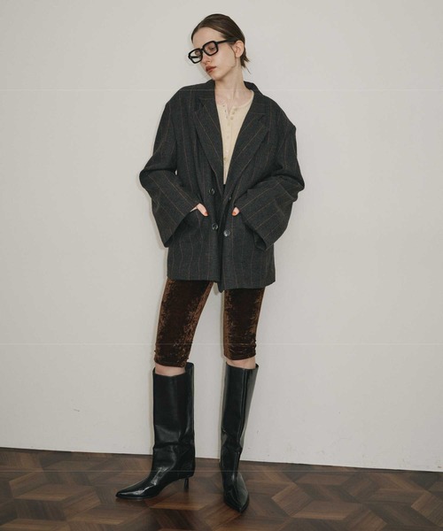 room153（ルームイチゴサン）の「テーラードオーバージャケットコート（テーラードジャケット・レディース・チャコールグレー/ベージュ/グリーン・FREE）」の8枚目の写真