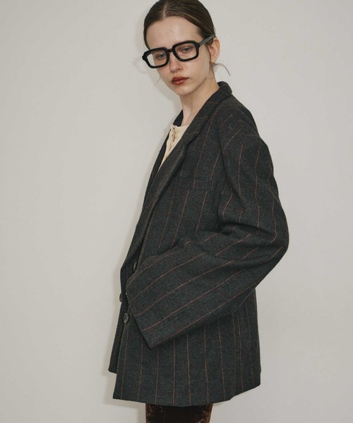room153（ルームイチゴサン）の「テーラードオーバージャケットコート（テーラードジャケット・レディース・チャコールグレー/ベージュ/グリーン・FREE）」の10枚目の写真