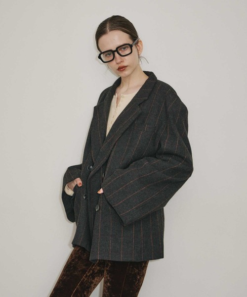 room153（ルームイチゴサン）の「テーラードオーバージャケットコート（テーラードジャケット・レディース・チャコールグレー/ベージュ/グリーン・FREE）」の13枚目の写真