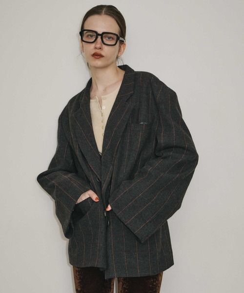 room153（ルームイチゴサン）の「テーラードオーバージャケットコート（テーラードジャケット・レディース・チャコールグレー/ベージュ/グリーン・FREE）」の14枚目の写真