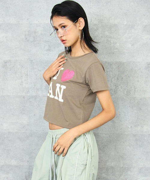 ANAP（アナップ）の「I LOVE ラメ プリント Tシャツ（Tシャツ/カットソー・レディース・ホワイト/ブラウン・FREE）」の8枚目の写真