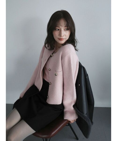 美品❗️ミンクヤーンニットジャケットコート 𝐊𝐍𝐈𝐓 𝐂𝐎𝐋𝐋𝐄𝐂𝐓𝐈𝐎𝐍 🏷️ ミックス ヤーン ニット