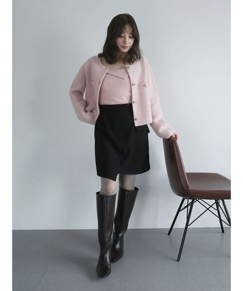 週末価格★今期★Manna マンナ　ニットジャケット★黒 ZOZO限定カラーあり】CHNラクーンニットジャケット（ノーカラー