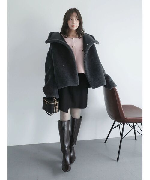 ネイビー CHNラクーンニットジャケット フォックスウールニットジャケット CHNラクーンニットジャケット（ノーカラージャケット）｜LAGUNAMOON