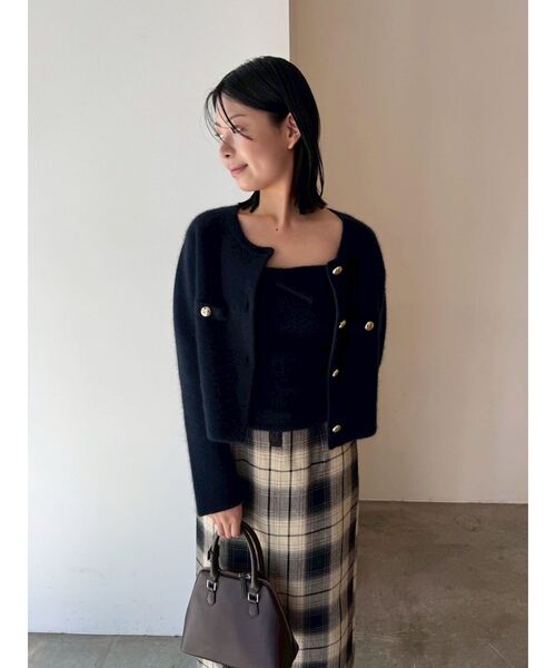 【最終値下げ】ラグナムーン ラクーンニットジャケット セール】CHNラクーンニットジャケット（ノーカラージャケット