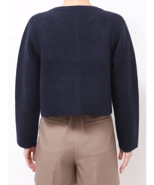 ネイビー CHNラクーンニットジャケット フォックスウールニットジャケット CHNラクーンニットジャケット（ノーカラージャケット）｜LAGUNAMOON