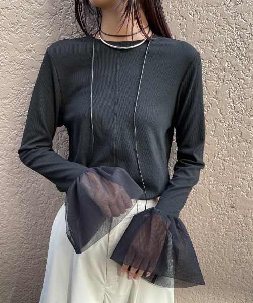 セール】チュールベルスリーブトップス（Tシャツ/カットソー）｜AIC