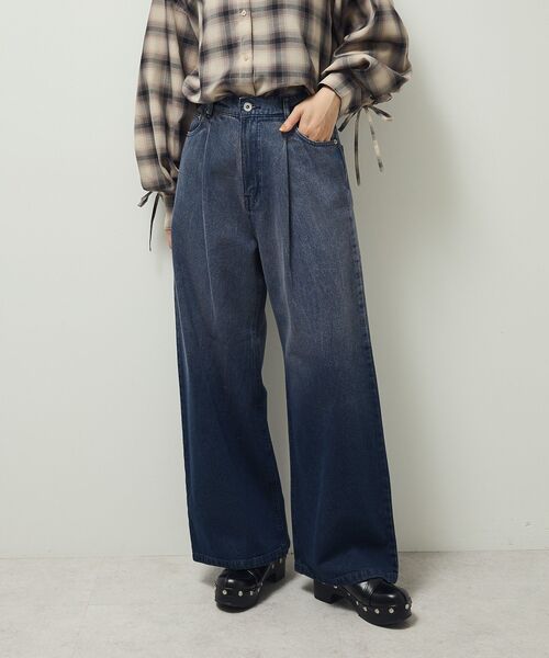 Sugar spoon（シュガースプーン）の「・SUGAR SPOON デニムワイドパンツ（デニムパンツ・レディース・インディゴブルー/パープル/ブラック・FREE）」の3枚目の写真
