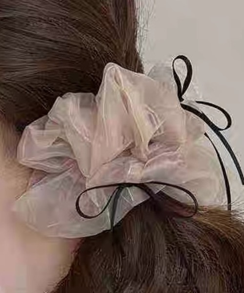 セール】オーガンジーリボンシュシュ ヘアアクセサリー 大きめ 韓国風