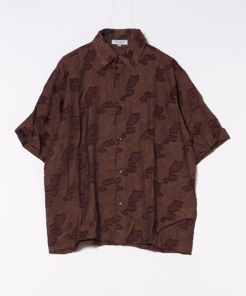 m.f.editorial（エムエフエディトリアル）の「【ウォッシャブル】グロウスバイインジアティック リーフ柄ジャガード 半袖シャツ（シャツ/ブラウス・メンズ・ダークウッド/ブラック・MEDIUM/LARGE）」の6枚目の写真