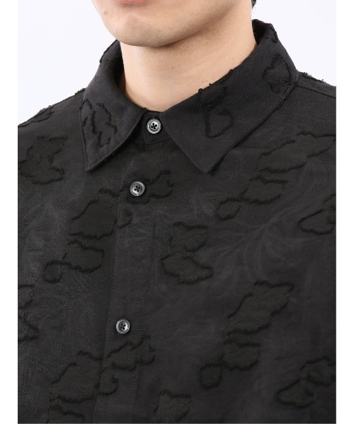 m.f.editorial（エムエフエディトリアル）の「【ウォッシャブル】グロウスバイインジアティック リーフ柄ジャガード 半袖シャツ（シャツ/ブラウス・メンズ・ダークウッド/ブラック・MEDIUM/LARGE）」の21枚目の写真