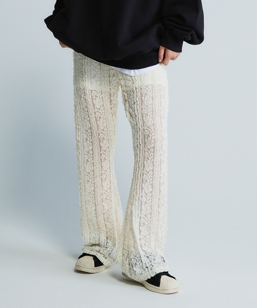 JEANASIS（ジーナシス）の「【Les Fleurs】アソートストレッチフレアパンツ/594278（その他パンツ・レディース・ブラック/ホワイト/チェック/ブラウン・FREE）」の2枚目の写真