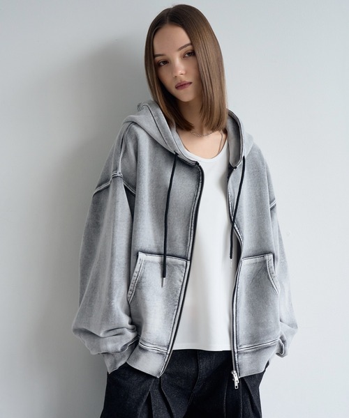 ELLUV/エルヴ】ヴィンテージフェード＆ダメージ加工 ショートジップ