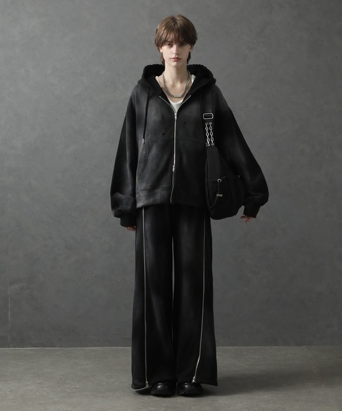 ELLUV/エルヴ】ヴィンテージフェード＆ダメージ加工 ショートジップ