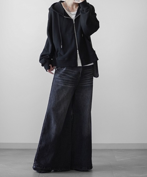 ELLUV/エルヴ】ヴィンテージフェード＆ダメージ加工 ショートジップ