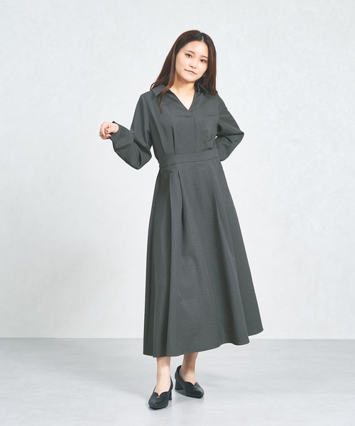 セール】WEB限定 2025秋冬新作 スキッパ―タックワンピース（ワンピース