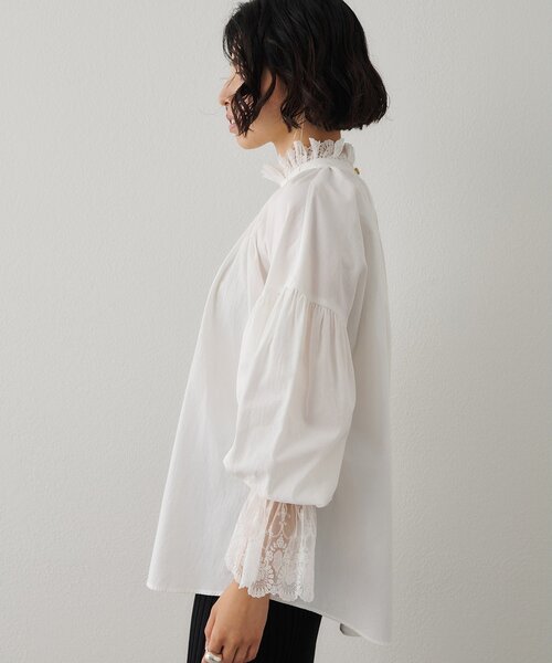 Whim Gazette（ウィムガゼット）の「レースギャザーブラウス（シャツ/ブラウス・レディース・ブラック/オフホワイト・FREE）」の19枚目の写真