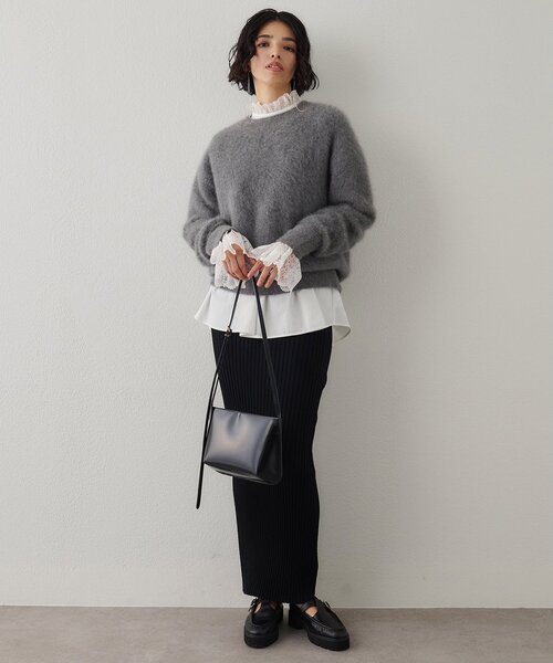 Whim Gazette（ウィムガゼット）の「レースギャザーブラウス（シャツ/ブラウス・レディース・ブラック/オフホワイト・FREE）」の6枚目の写真