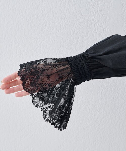 【美品】ウィムガゼット　洗える　レースギャザーブラウス　コットン　2024AW 美品】ウィムガゼット 洗える レースギャザーブラウス コットン