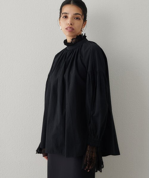 【美品】ウィムガゼット　洗える　レースギャザーブラウス　コットン　2024AW レースギャザーブラウス（シャツ/ブラウス）｜Whim Gazette