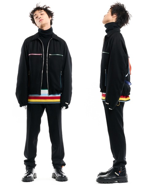 MULTI COLOR ZIP BOMBER JACKET