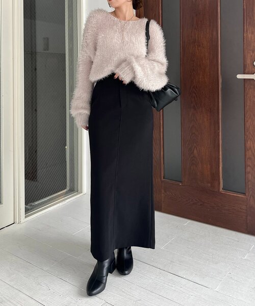 CAPRICIEUX LE'MAGE（カプリシューレマージュ）の「フェザーラウンドプルオーバー（ニット/セーター・レディース・グレー/ベージュ/ピンク・FREE）」の5枚目の写真