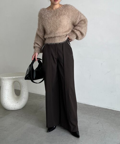 CAPRICIEUX LE'MAGE（カプリシューレマージュ）の「フェザーラウンドプルオーバー（ニット/セーター・レディース・グレー/ベージュ/ピンク・FREE）」の16枚目の写真