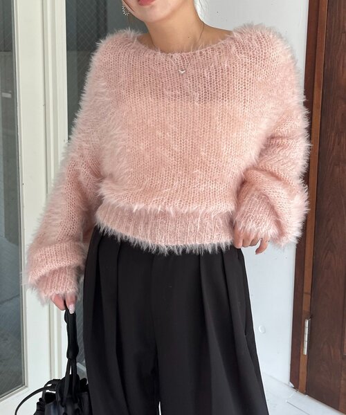 CAPRICIEUX LE'MAGE（カプリシューレマージュ）の「フェザーラウンドプルオーバー（ニット/セーター・レディース・グレー/ベージュ/ピンク・FREE）」の19枚目の写真