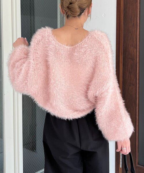 CAPRICIEUX LE'MAGE（カプリシューレマージュ）の「フェザーラウンドプルオーバー（ニット/セーター・レディース・グレー/ベージュ/ピンク・FREE）」の22枚目の写真