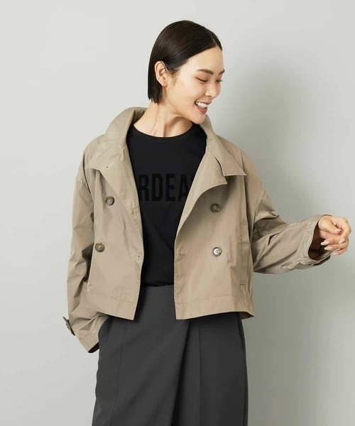 MICHEL KLEIN(ミッシェル・クラン)の「スタンドカラーショートブルゾン(トレンチコート・レディース・ブラック/ベージュ・38)」の11枚目の写真