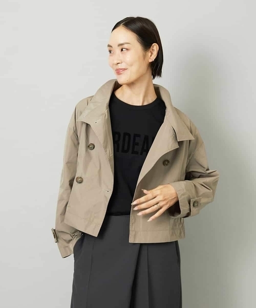 MICHEL KLEIN(ミッシェル・クラン)の「スタンドカラーショートブルゾン(トレンチコート・レディース・ブラック/ベージュ・38)」の12枚目の写真