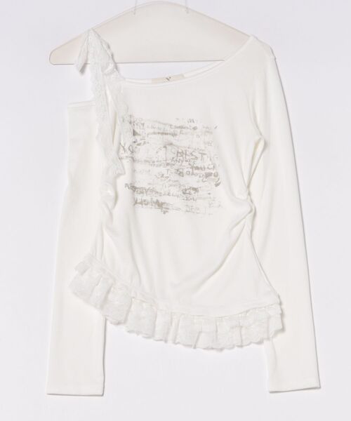 Never mind the XU / Chikashitsu+(ネバーマインド ザ エックスユー / チカシツプラス)の「【nmtc+】ribbon shoulder long sleeve / 【エヌエムティーシープラス】リボンショルダー長袖トップス(その他トップス・レディース・グレー/ホワイト/チャコール・ONE SIZE)」の5枚目の写真