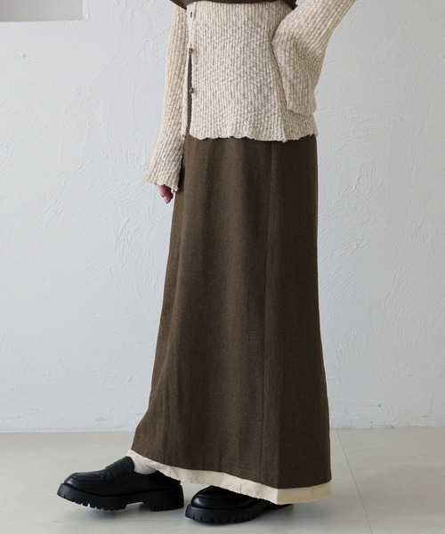 apres jour clair（アプレジュールクレア）の「【apres jour clair】【セットアップ可能】レイヤード風デザインスカート（スカート・レディース・キャメル/ブラウン系その他/グレー・X-LARGE/フリー）」の12枚目の写真