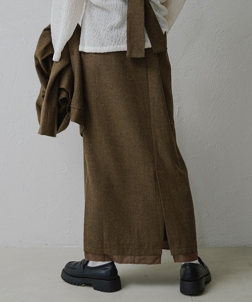 apres jour clair（アプレジュールクレア）の「【apres jour clair】【セットアップ可能】レイヤード風デザインスカート（スカート・レディース・キャメル/ブラウン系その他/グレー・X-LARGE/フリー）」の17枚目の写真