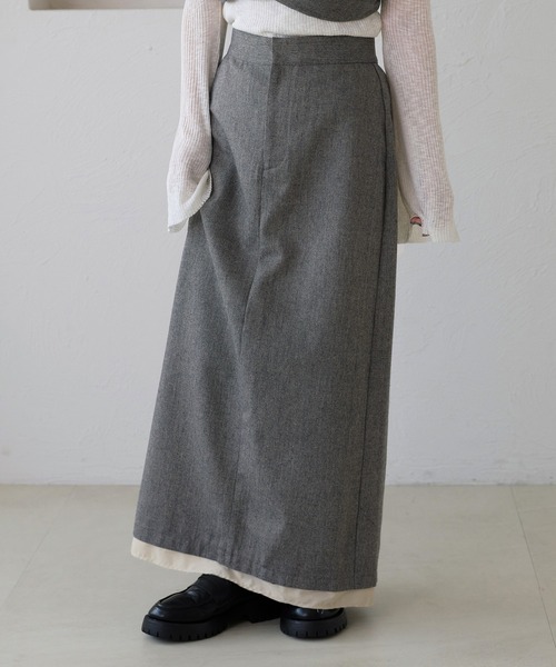apres jour clair（アプレジュールクレア）の「【apres jour clair】【セットアップ可能】レイヤード風デザインスカート（スカート・レディース・キャメル/ブラウン系その他/グレー・X-LARGE/フリー）」の10枚目の写真